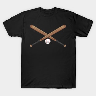 Crossed Baseball Bat With Baseball Below T-Shirt